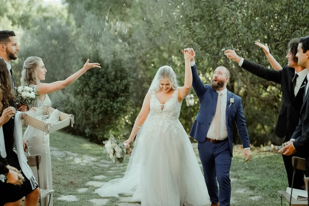 How to Elope in Italy - Everything you need to know 7 Intimate Wedding Ceremony exit in Tuscany Italy